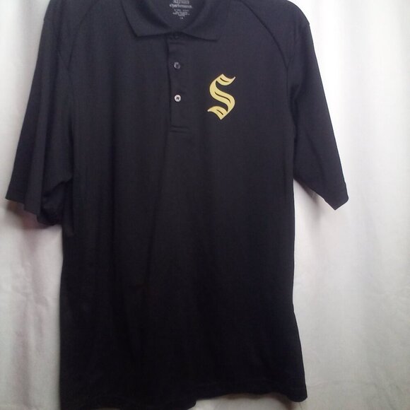 Seagram's Gin Polo Shirt L Men Short Sleeve Golf Black Gold - Picture 13 of 14